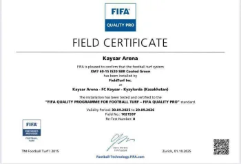 Қызылорданың жаңа стадионы ФИФА-ның “QUALITY PRO” сертификатын алды